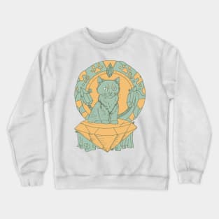 Sage Green 7 Cats and Ancient Stones Crewneck Sweatshirt